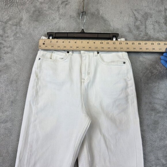 Ted Baker Jeans Womens 26 White High Rise Straight Leg Raw Hem Denim Casual - Picture 2 of 14